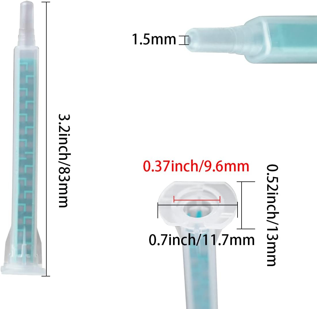 21 boquillas de mezcla de epoxi de 3.3 pulgadas para aplicador de pistola adhesiva, mezclador estático, punta de mezcla de resina plástica