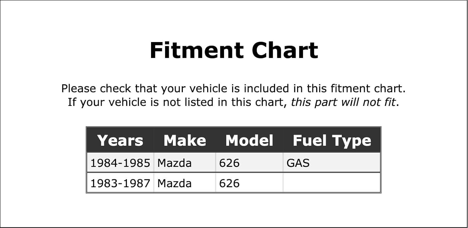 Juego de juntas de colector de admisión de motor compatible con Mazda 626 Gas 1983 1984 1985 1986 1987 PC-621841