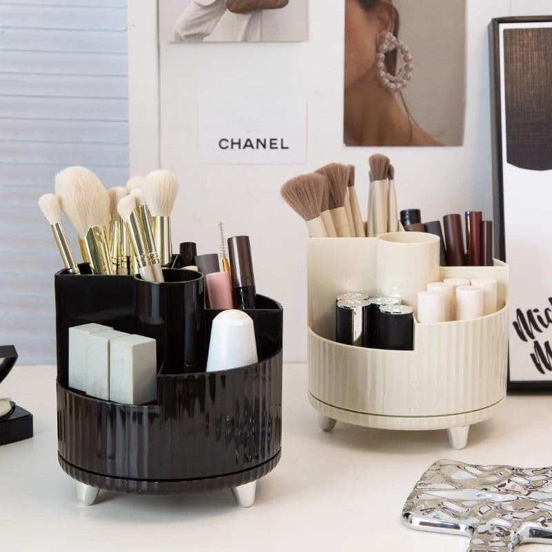 Soporte para brochas de maquillaje, organizador de brochas de maquillaje giratorio de 360 para tocador, organizador de almacenamiento de brochas de