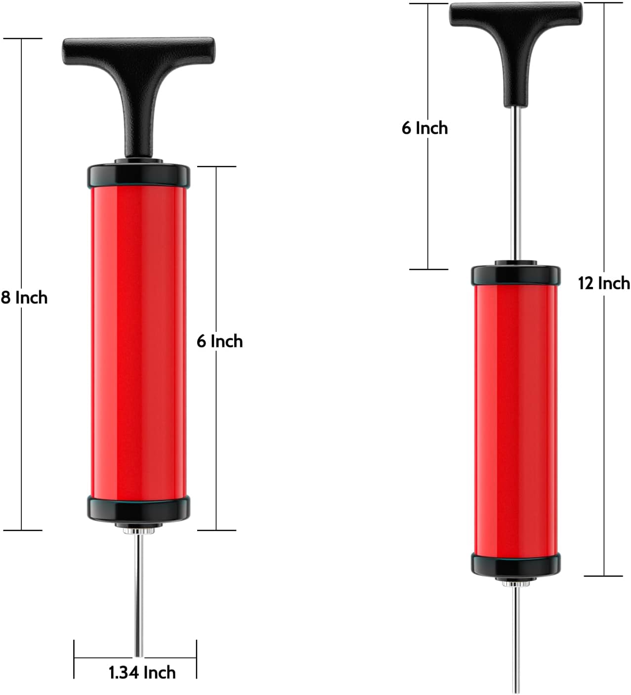 Motorenbau Bomba de bola, bomba de pelota deportiva con 5 agujas, boquilla, manguera de extensión, sistema de inflado de empuje y tirón, perfecta