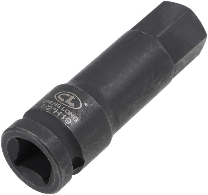 uxcell 12″ Drive x H19 (0.748 in) Dócalo de impacto de broca hexagonal, métrica de 3 pulgadas de longitud, uso de acero CR-MO con destornilladores