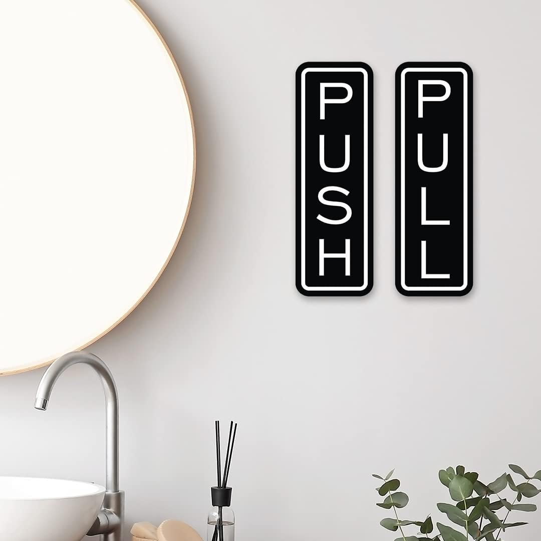 Letreros verticales clásicos para puerta, ideales para puertas de vidrio, letreros de aspecto profesional, fácil instalación, incluye cinta adhesiva