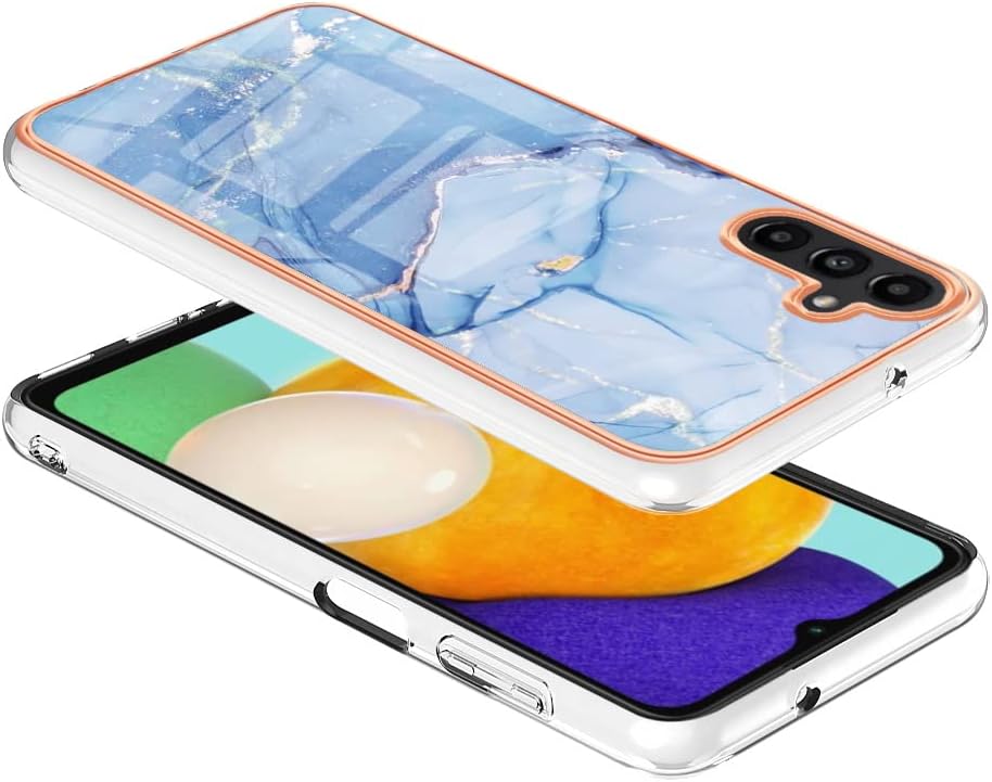 Funda para teléfono Samsung Galaxy A13 5G, A04 funda de TPU suave + patrón de mármol IMD diseño delgado mejorado cámara y protección de pantalla