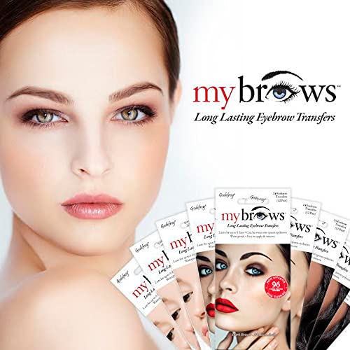 Godefroy MyBrows Transferencias de cejas de larga duración, arco bajo, marrón oscuro, 48 pares de cejas (96 transferencias individuales)
