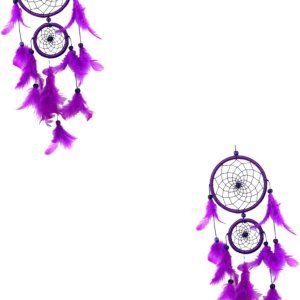 Garneck Atrapasueños 2 piezas de decoración colgante para el hogar, decoración colgante para el hogar, decoración morada, adorno colgante de Garneck Atrapasueños 2 piezas de decoración colgante para el hogar, decoración colgante para el hogar, decoración morada, adorno colgante de