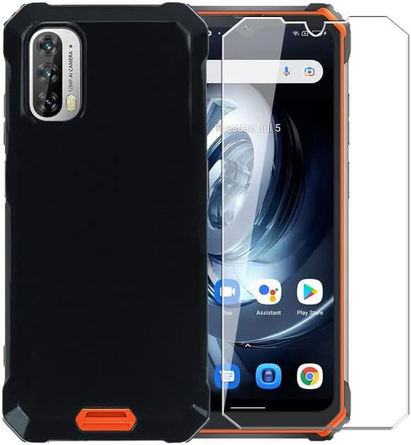 Funda para Blackview BV7100 + protector de pantalla de vidrio templado – Silicona transparente suave flexible parachoques a prueba de golpes TPU