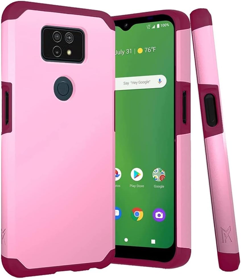 TJS Funda compatible con AT&T Maestro Max, funda Cricket Ovation 2 (2 versión), funda híbrida de doble capa a prueba de golpes, protección contra