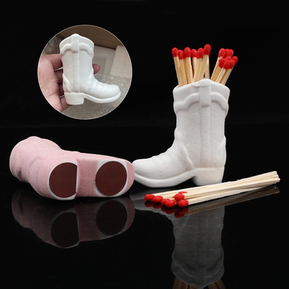 Soporte para botas de vaquero, soporte de cerámica hecho a mano con golpeador, bonito soporte para palillos, soporte para botes de vaquera del