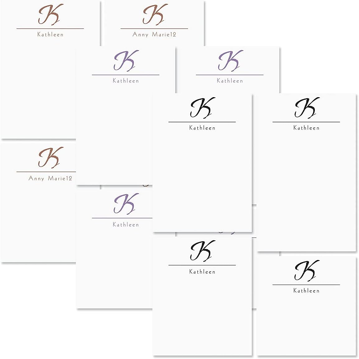 Current Juego de 4 bloc de notas personalizado con inicial, 100 hojas, varios tamaños, ideal para listas de compras, listas de comestibles y regalos