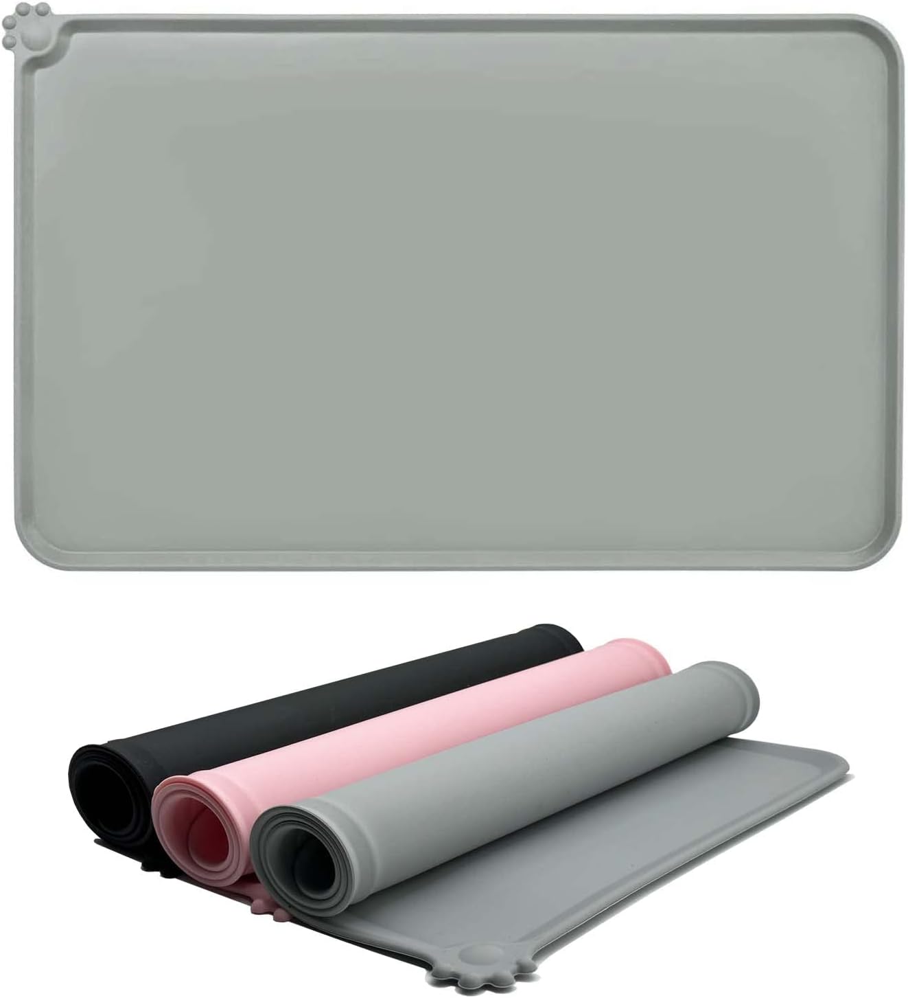Tapete de silicona impermeable de 18.8 x 12 pulgadas, antideslizante para tazón de mascotas, tapete de alimentación de mascotas (18.8 x 12 pulgadas,