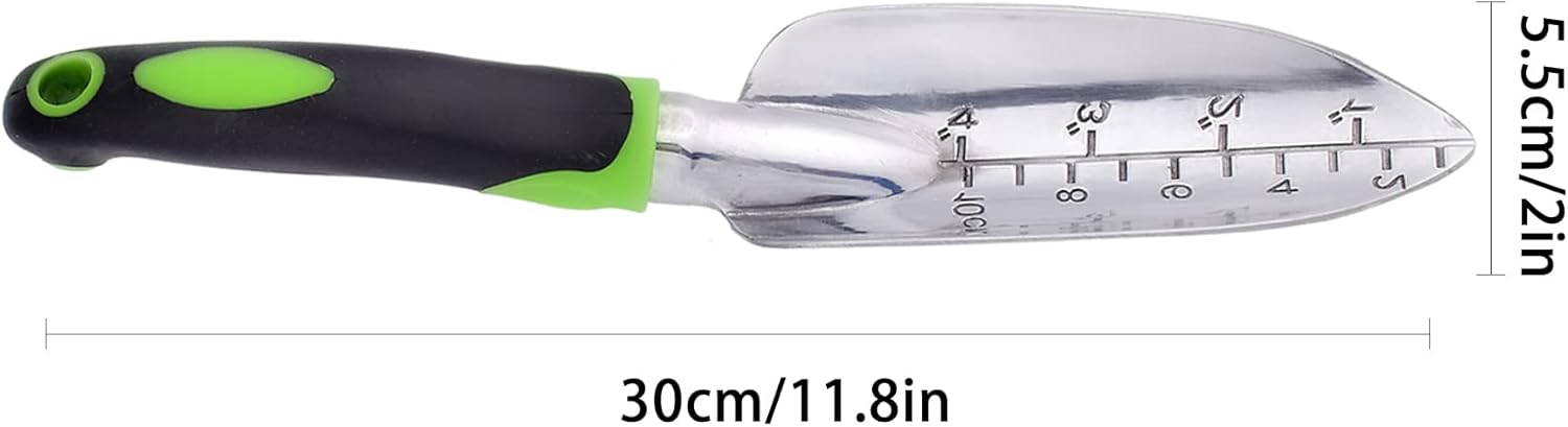 Paleta de jardín y pala ancha de mano puntiaguda con mango ergonómico antideslizante de goma suave para plantar, trasplantar, deshierbar, mover y