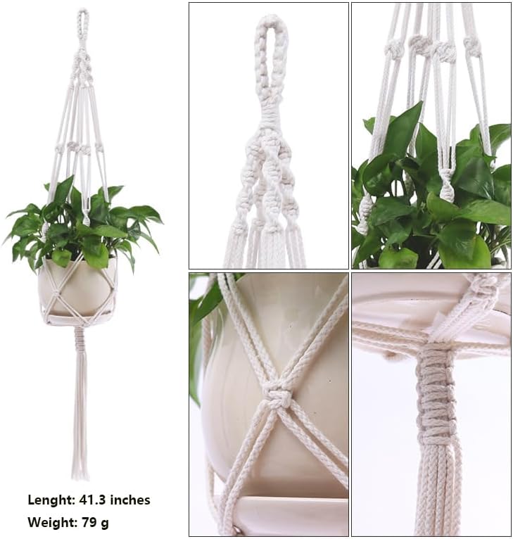 Paquete de 5 colgadores de plantas Bohemia para macetas colgantes con cuentas, maceta colgante de diferentes tamaños para interiores, cesta para