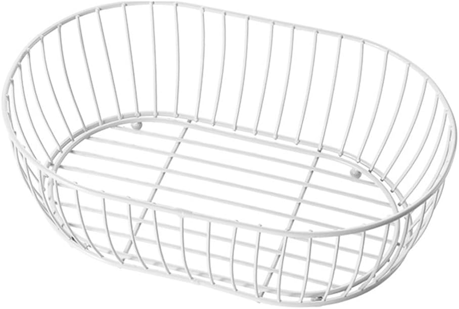 Cesta de fruta de alambre de metal, cestas de almacenamiento ovaladas grandes para pan, soporte de cesta de frutas de alambre de metal para encimera