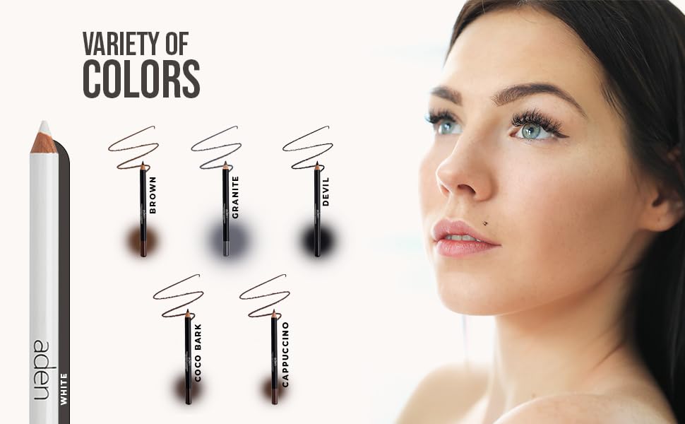 aden Lápiz delineador de ojos, duradero, hipoalergénico e impermeable, sin aceite y altamente pigmentado (20 cortezas de coco)