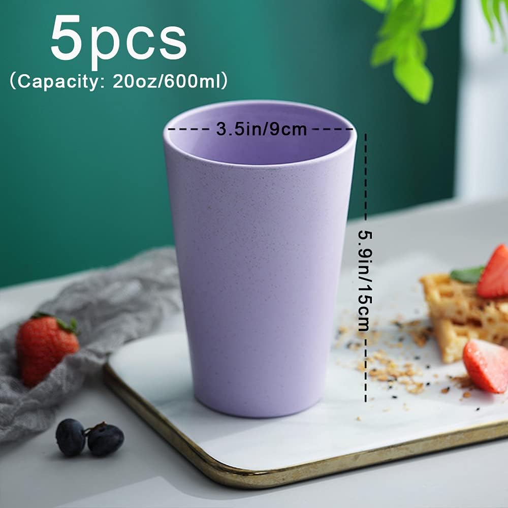 Vaso grande de paja de trigo de 20 onzas, vasos irrompibles reutilizables para agua, taza de café apilable, vasos de jugo, taza para café, té, agua,