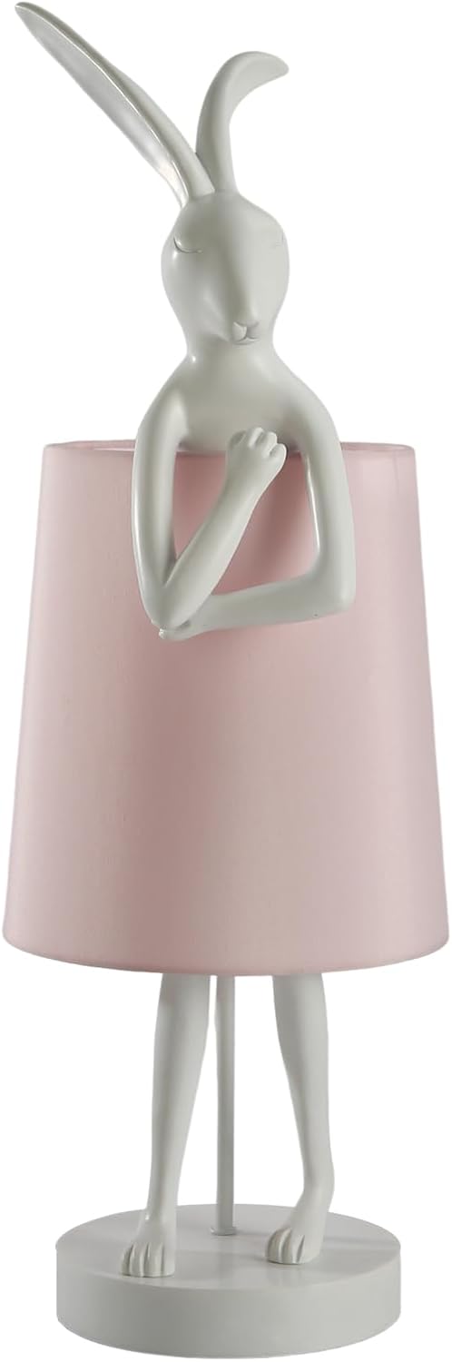 Lámparas de mesa de conejo, lámpara de mesa de conejo blanco de 25.6 pulgadas para dormitorio, lámpara de mesita de noche para niños, luz de conejo