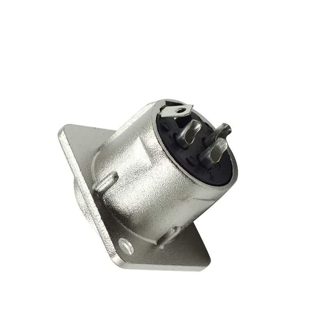 XLR hembra Jack 3 pines montaje en panel, conector XLR hembra de audio altavoz micrófono conector 4 piezas, carcasa de metal plateado