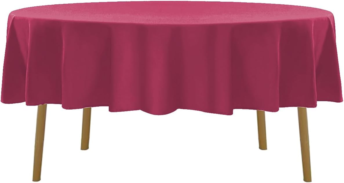 Mantel redondo de 60 pulgadas de poliéster, lavable, mantel decorativo para bodas, fiestas, comedor, banquetes (60 pulgadas, borgoña)