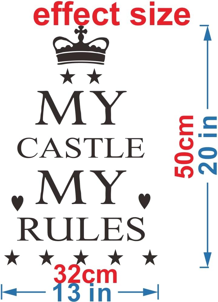 My Castle My Rules – Calcomanía de pared para niños, con cita inspiradora, calcomanía de vinilo  Decoración de habitación, mural para decoración del
