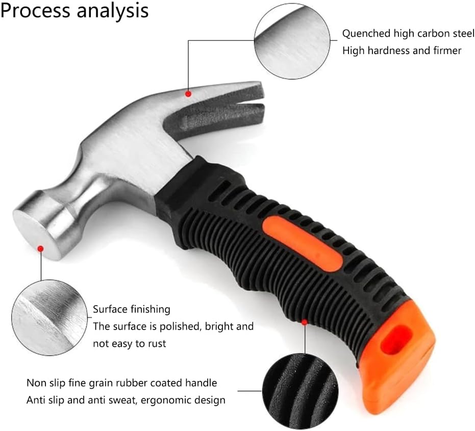Martillo de clavo de garra martillo mango ergonómico portátil herramienta casera al aire