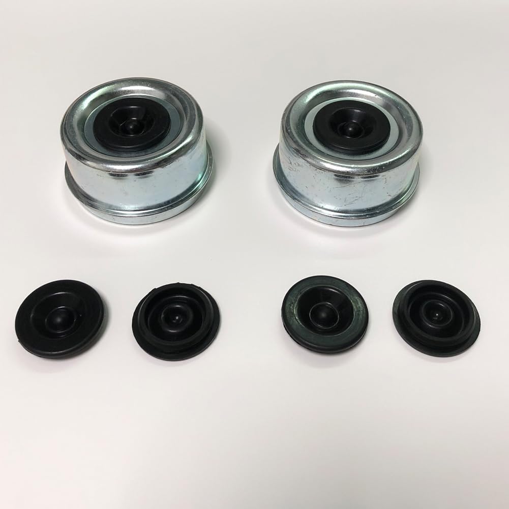 Tapa de grasa para eje de remolque, 2 tapas antipolvo para rodamientos de remolque de 2.72 pulgadas con 4 tapones de goma adicionales, cubierta de