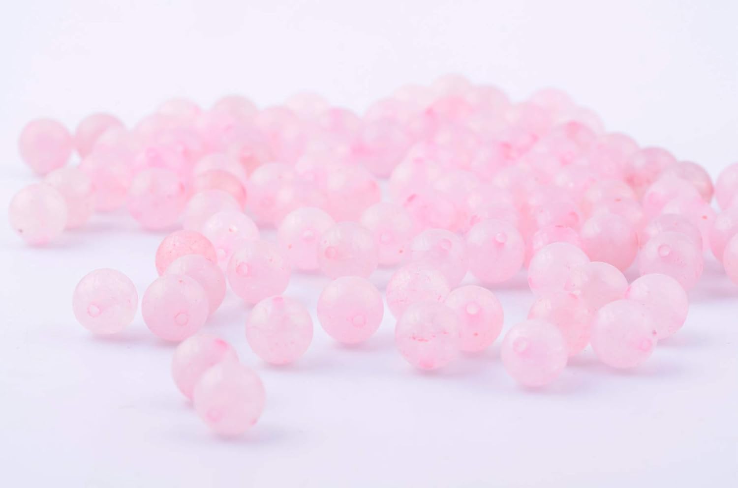 Cuentas de piedra natural, 100 cuentas redondas de cuarzo rosa de 0.315 pulgadas (0.315 in), cuentas sueltas de piedra auténtica, tamaño de agujero