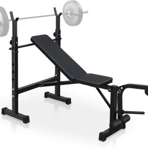 Banco de pesas ajustable, banco de entrenamiento olímpico, juego de prensa de banco con estante para sentadillas y banco, estante de ejercicios de Banco de pesas ajustable, banco de entrenamiento olímpico, juego de prensa de banco con estante para sentadillas y banco, estante de ejercicios de