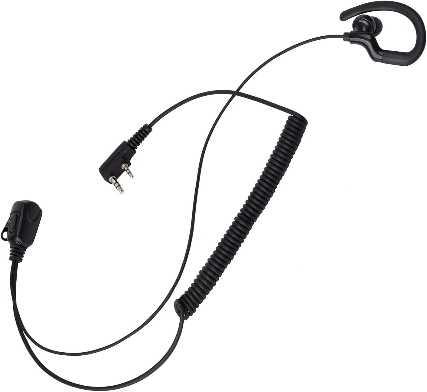 Auricular en forma de G, cable de bobina de auricular con PTT y micrófono de altavoz para BaoFeng UV-5R 5RA 5RB 5RC 5RD 5RE 5REPLUS 3R+ Kenwood