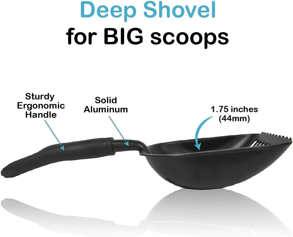 Pets First Cat Litter Scooper – Ergonomic & Easy Grip Design Deep Cleaning with A Non-Stick & No Residue Build-Up Solid Aluminum, Waterproof –