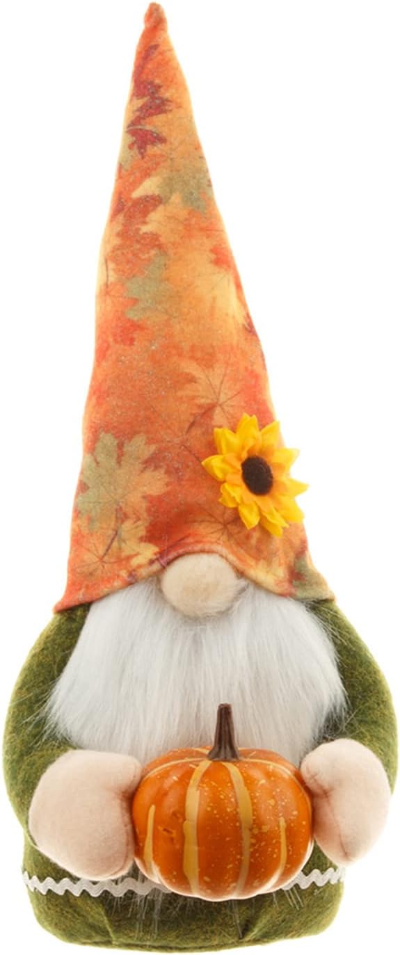 2 gnomos de otoño, hechos a mano, gnomos suecos Tomte que sostienen una calabaza, gnomos de Acción de Gracias, figuras de Tomte de otoño, decoración
