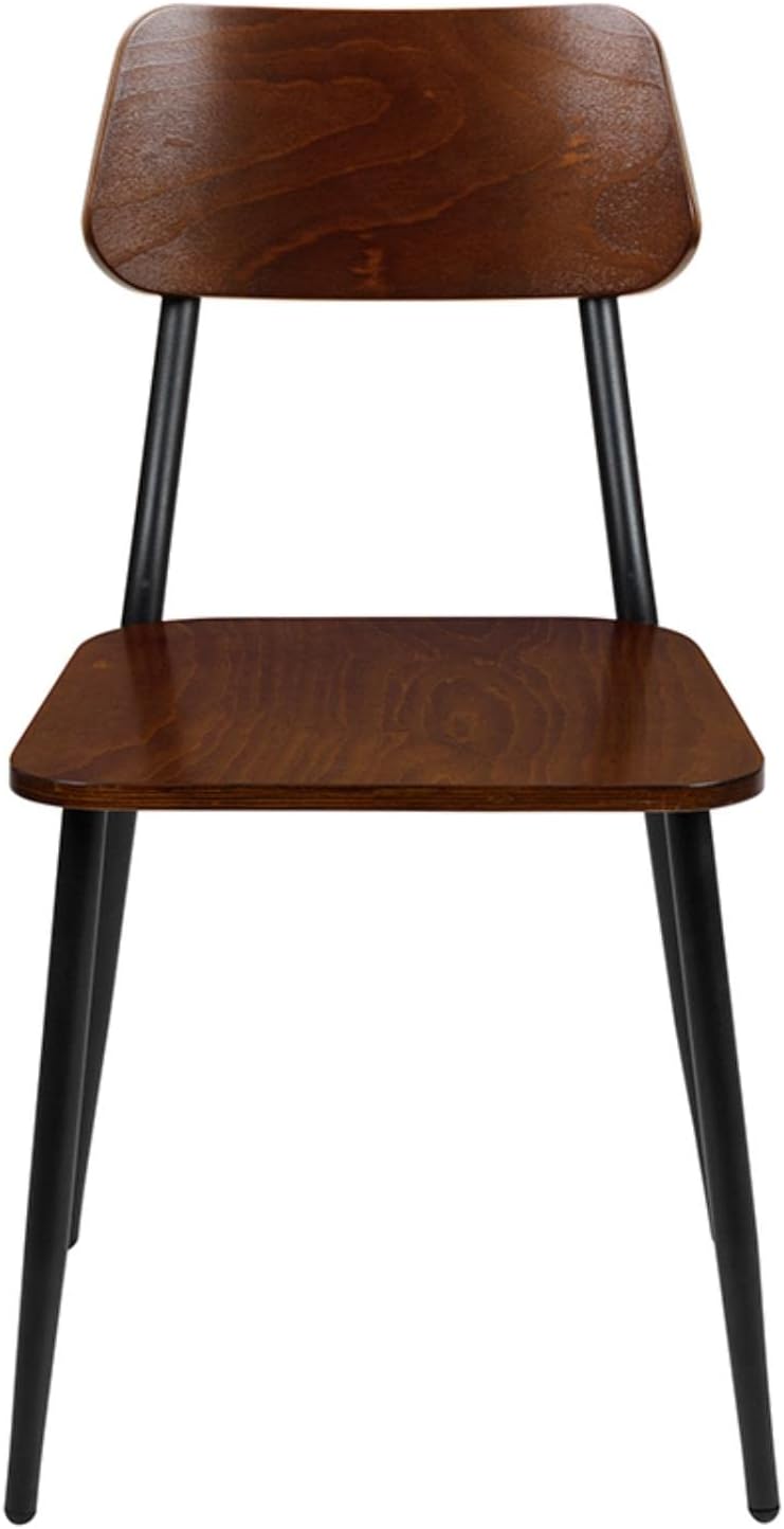 Flash Furniture Lincoln – Silla de comedor industrial apilable con marco de acero plomizo y asiento de madera rústica, juego de 2