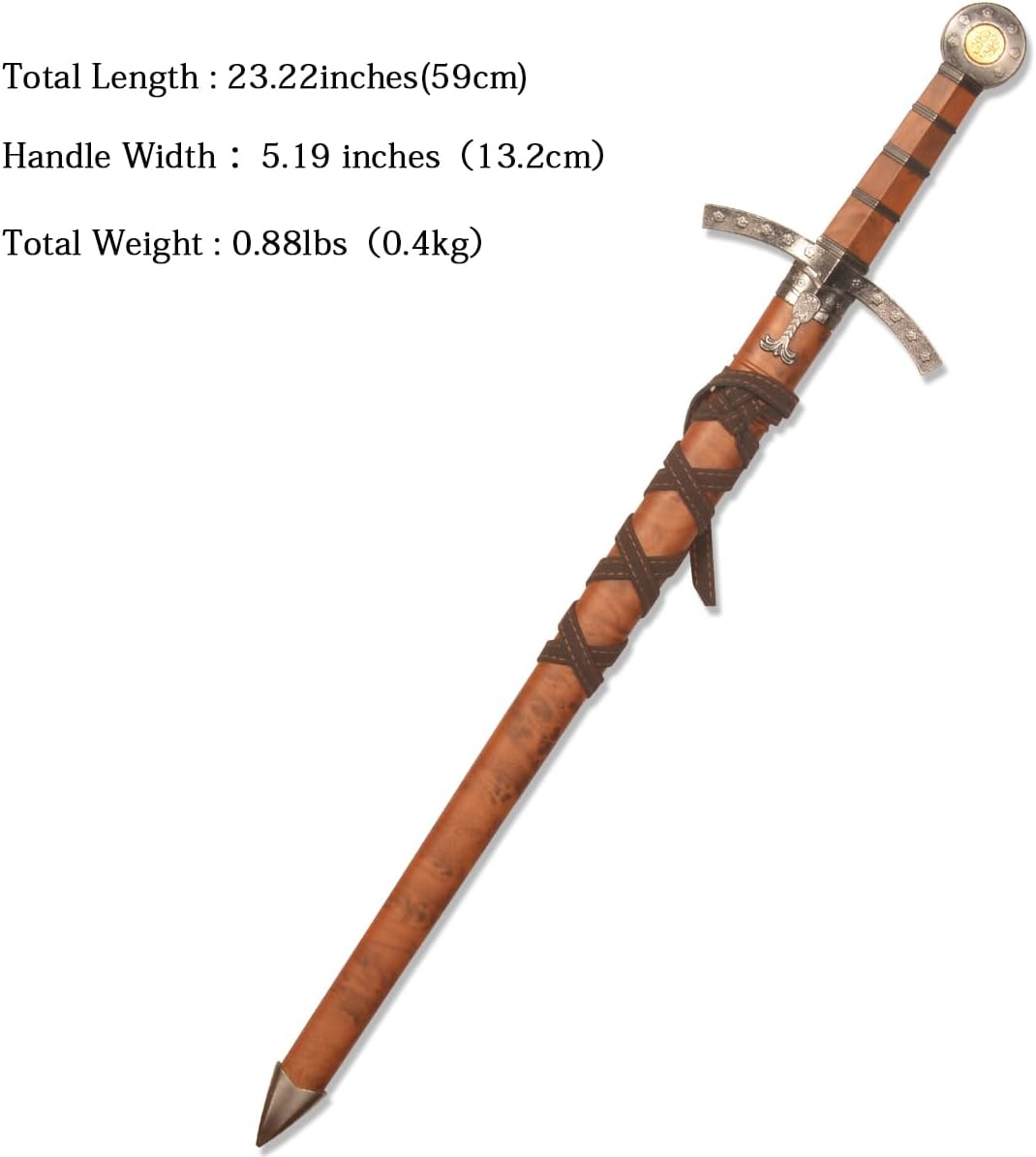 Espada corta medieval, espada occidental de metal con funda, para decoración y colección de exhibiciones