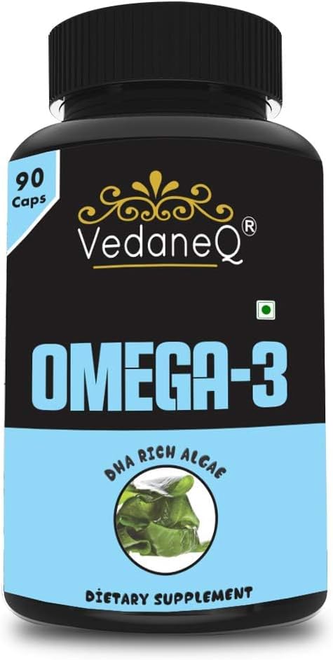 Suplemento de aceite de pescado, alternativa al aceite de pescado. Algas Omega a base de plantas DHA y EPA, 3 cápsulas para la salud de las