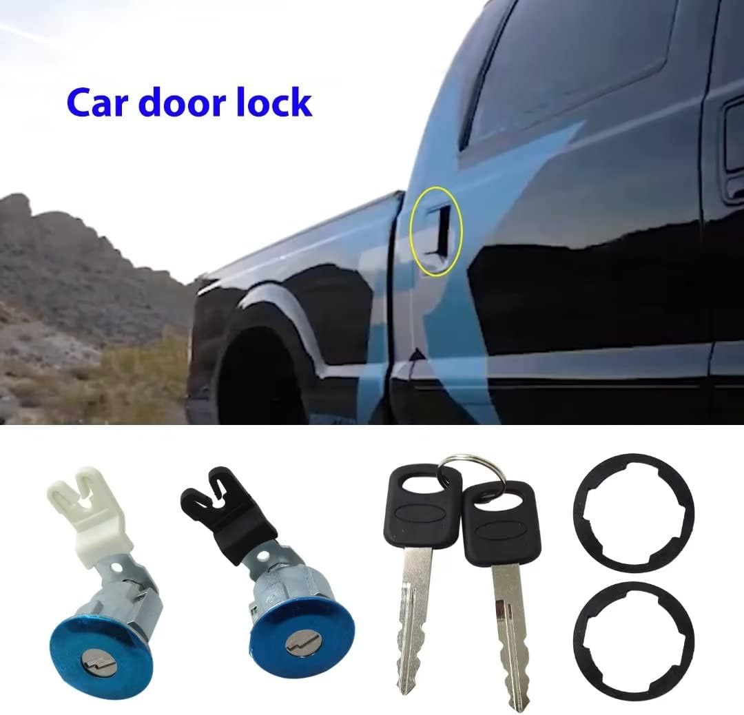 Juego de 2 cilindros de bloqueo de puerta 13268592, DL143B delanteros con 2 llaves de repuesto para Ford 2001-2003 Ranger Edge