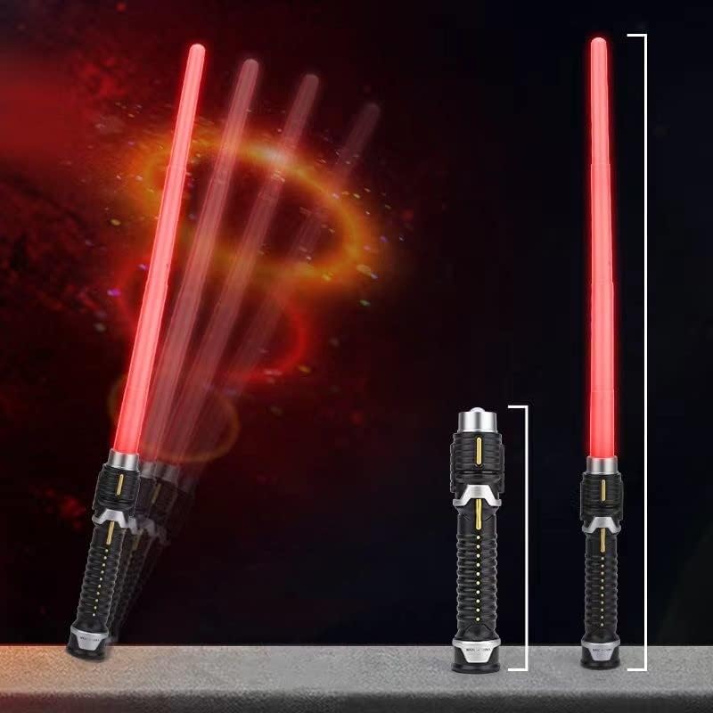 Sable emisor de luz emergente 2 en 1, juego de sables de luz retráctil, láser dual LED, mango realista para niños para el guerrero de la galaxia,