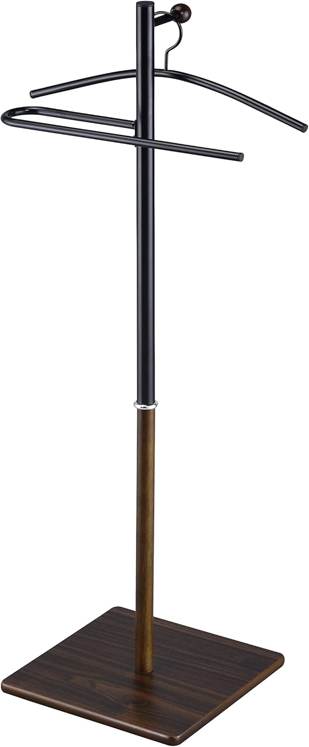 Proman Products VL17240 Kumo – Organizador de valet de metal independiente con colgador extraíble, barra para pantalones, 2 tonos (negronogal), 11.5