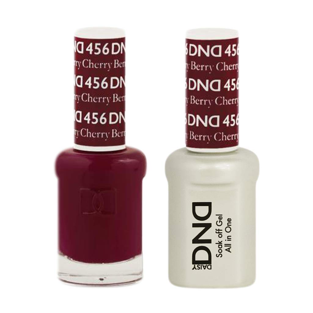 DND Duo – Gel de remojo 100 % puro, todo en uno, esmalte de uñas y esmalte de gel, 0.5 onzas líquidas cada uno, (456 – Cherry Berry)