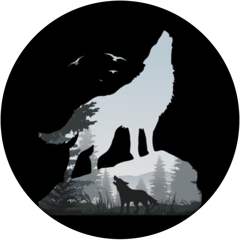 Wilderness Mountains Nature Howling Wild Animal Wolf PopSockets PopGrip agarre intercambiable para teléfonos y tabletas
