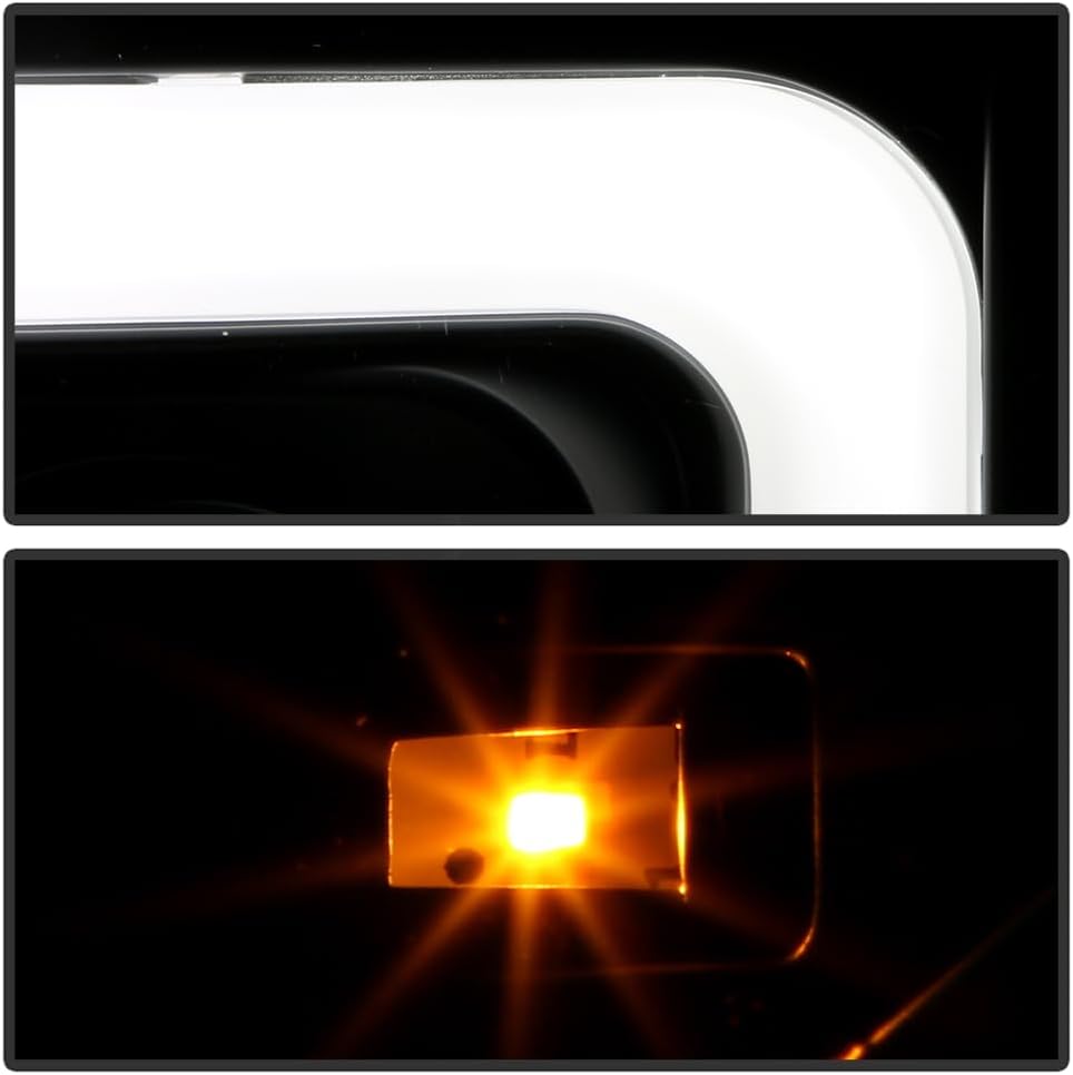 ACANII – Para 2007-2013 Toyota Tundra 08-17 Sequoia Pickup Negro LED Tubo Proyector Faros Faros Par Izquierdo+Derecho