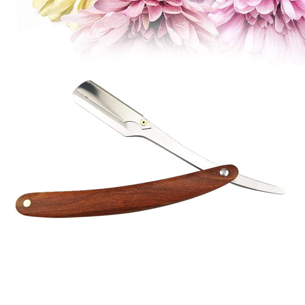 Beaupretty Maquinillas de afeitar de acero rectas elegantes para hombre, estilo vintage, lacio, de metal, maquinilla de afeitar de peluquero sin