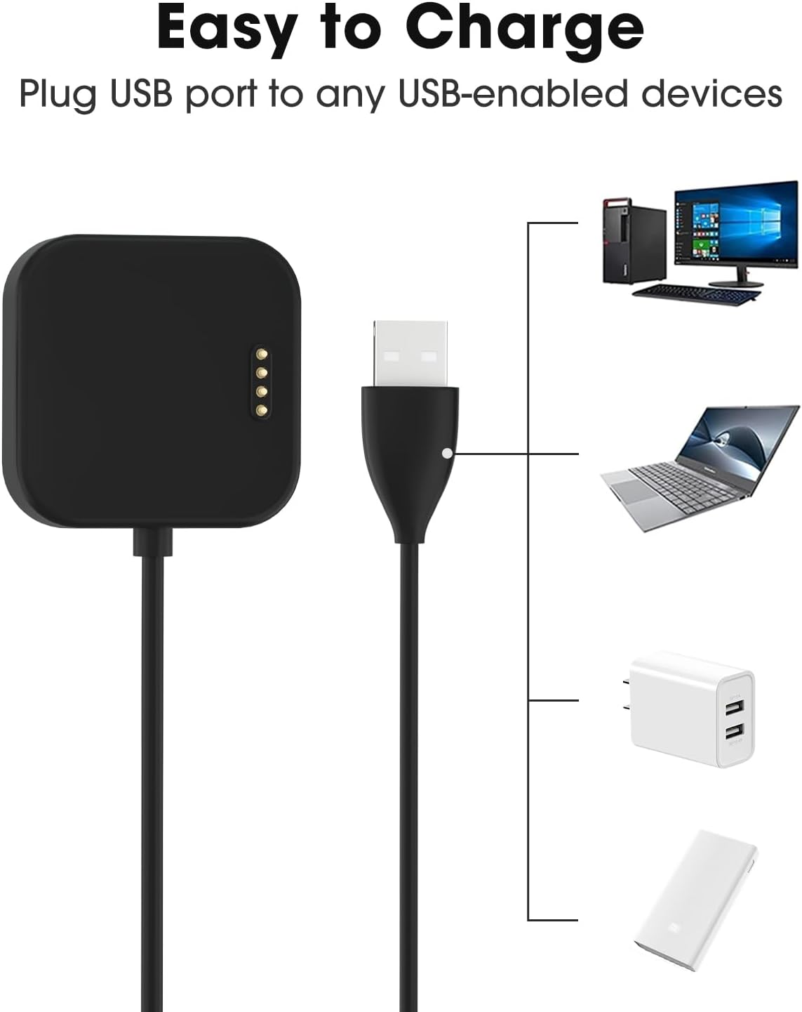 SimpleThings Compatible con el cargador de reloj Gabb, potente cargador magnético con cable de 3.3 pies