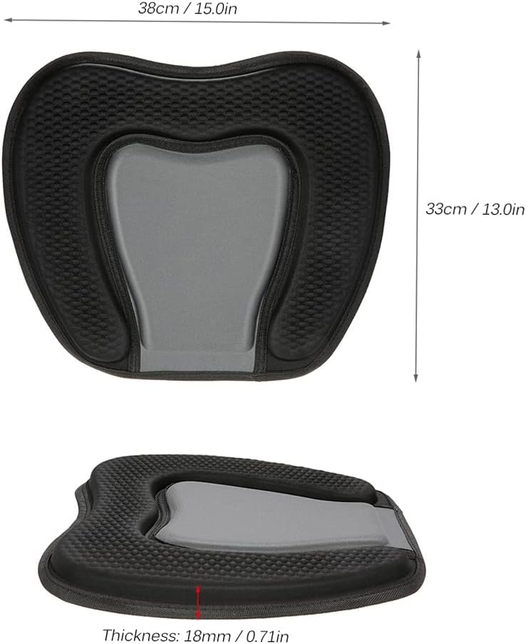 Lixada Cojín acolchado para asiento de kayak con respaldo y correas ajustables, cojín de asiento de kayak y canoa, soporte antideslizante, asiento
