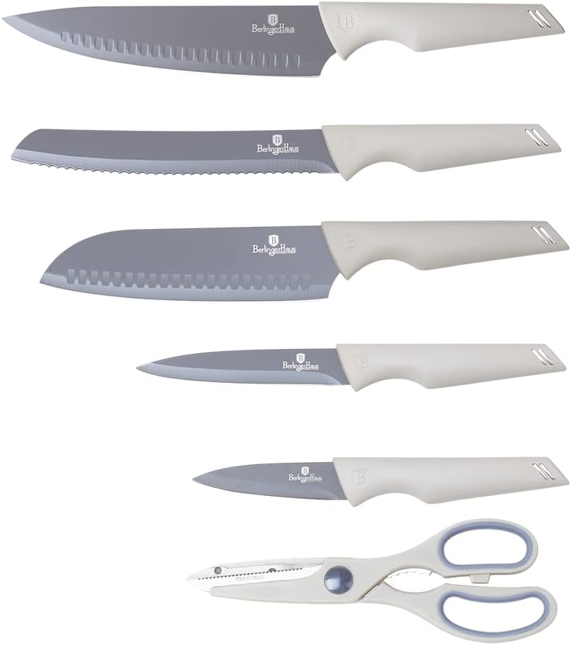 Berlinger Haus – Juego de cuchillos de cocina con bloque, juego de 7 cuchillos para cocina, cuchillos de cocina modernos con tijeras de cocina,