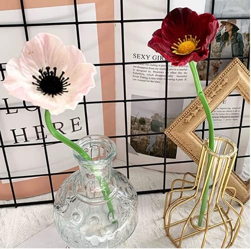 10 ramos de flores artificiales de 11 pulgadas, flores de amapola, anémona sintética de poliuretano, flores silvestres falsas para mesa de cocina,