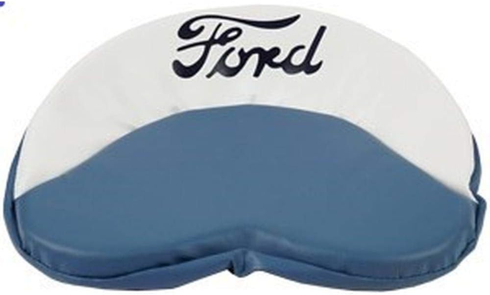 Stevens Lake Parts Cojín de asiento de tractor azul y blanco para modelos Ford con asiento de acero estilo pan