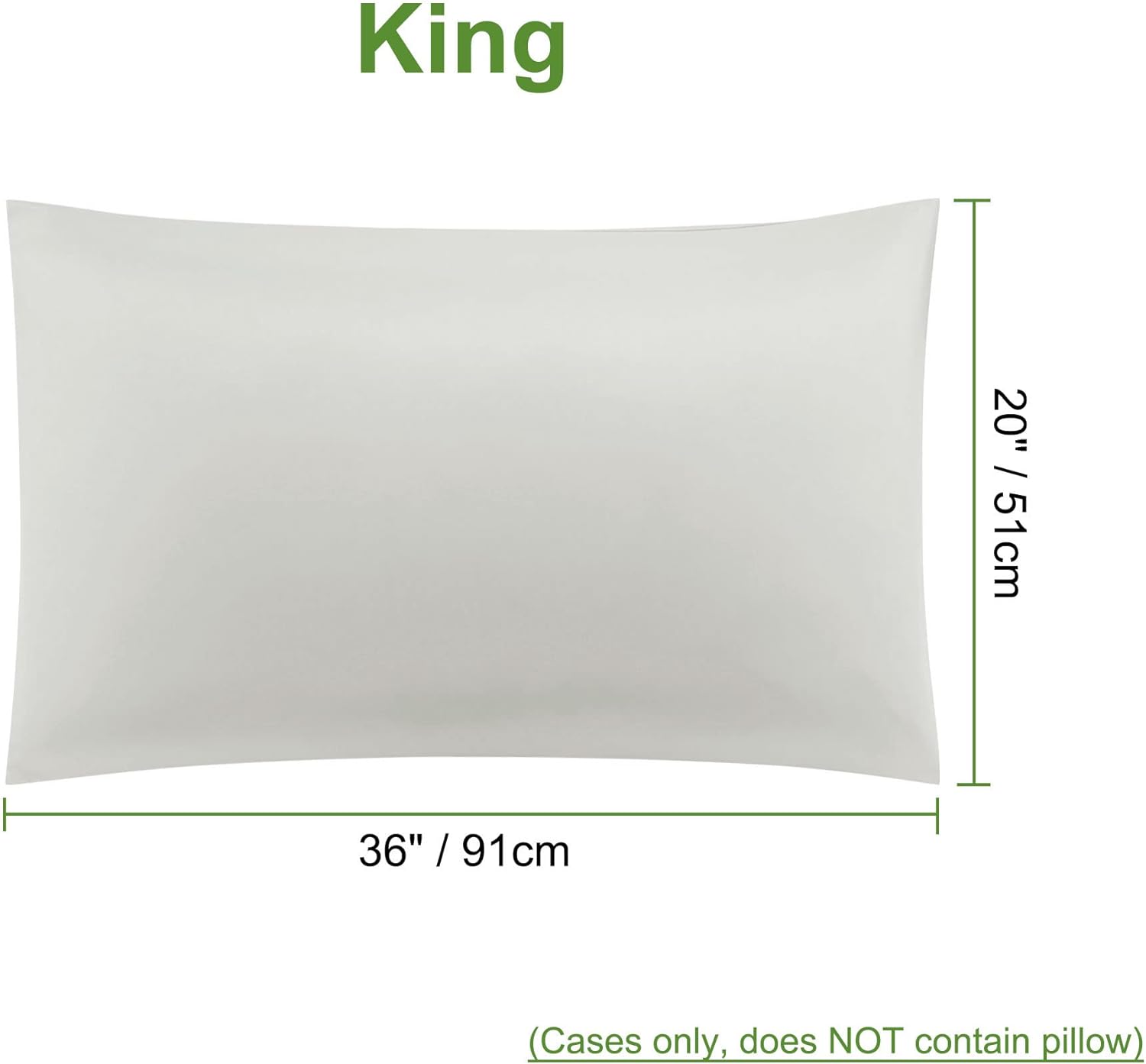PiccoCasa Isabelline – Juego de 2 fundas de almohada refrescantes de lujo, tamaño King, fundas de almohada suaves y transpirables con cierre de