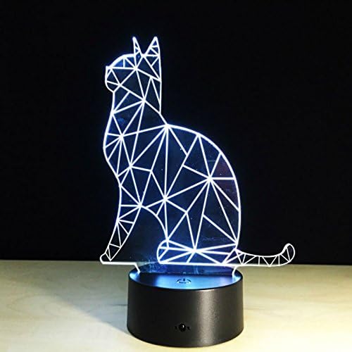 Luz nocturna de gato 3D con control remoto, interruptor táctil, 16 cambio de color, lámpara de mesa LED, base de acrílico plana ABS, cargador USB,