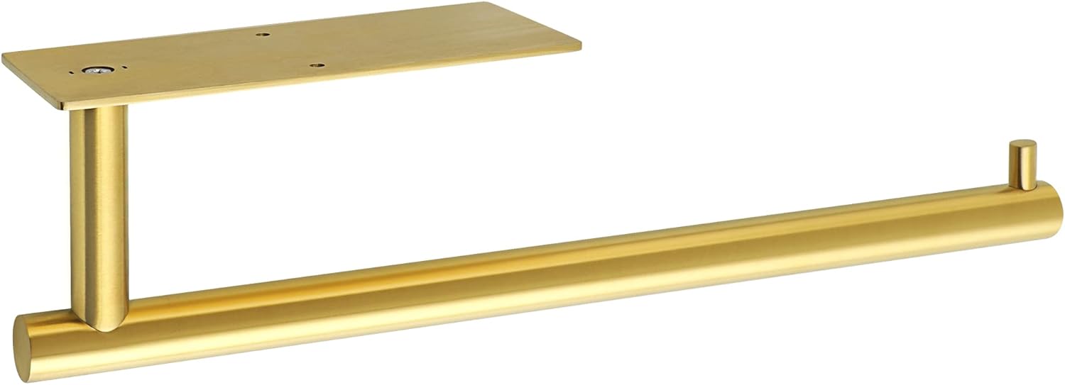Alise Toallero de papel dorado para debajo del gabinete, rollos de toallas de papel para cocina, SUS304, dispensador de toallas de papel de acero