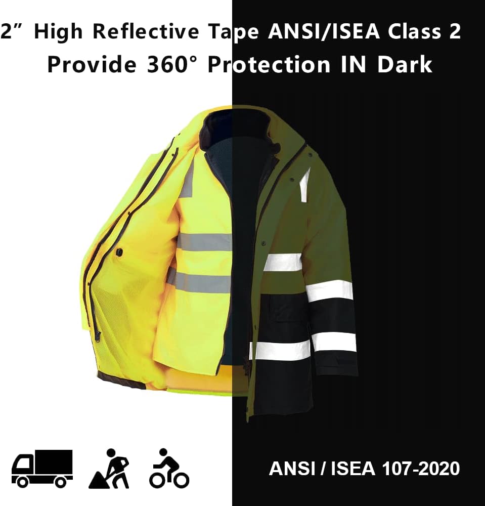 Chaqueta reflectante gruesa doble de Oxford de alta visibilidad de seguridad, clase 3, desgaste de trabajo protector de la construcción