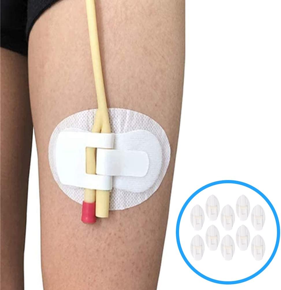 Healifty 20 pegatinas de fijación de catéter, dispositivo de estabilización de catéter, soportes de tubo de catéter, transpirables, 20 unidades